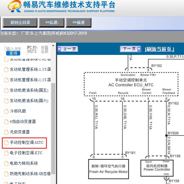 2018年荣威RX3手动空调电路图