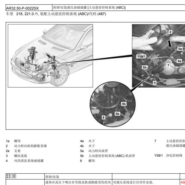 2006年奔驰S600 ABC泵油管安装资料
