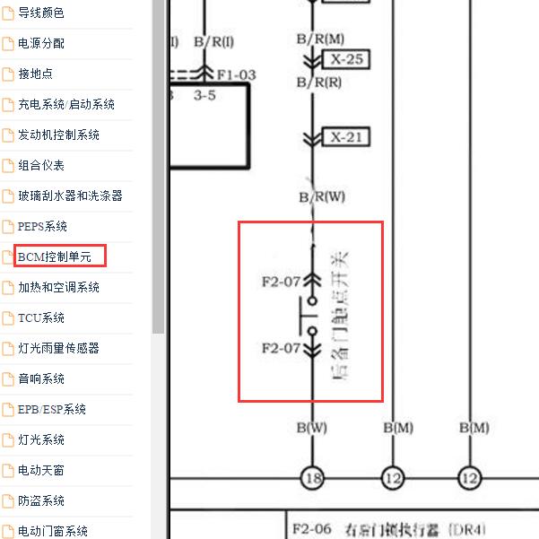 2018-2019年海马S5 尾门开关电路图