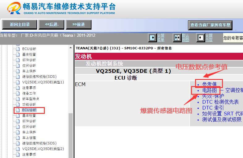 2011-2012年日产天籁发动机爆震传感器资料