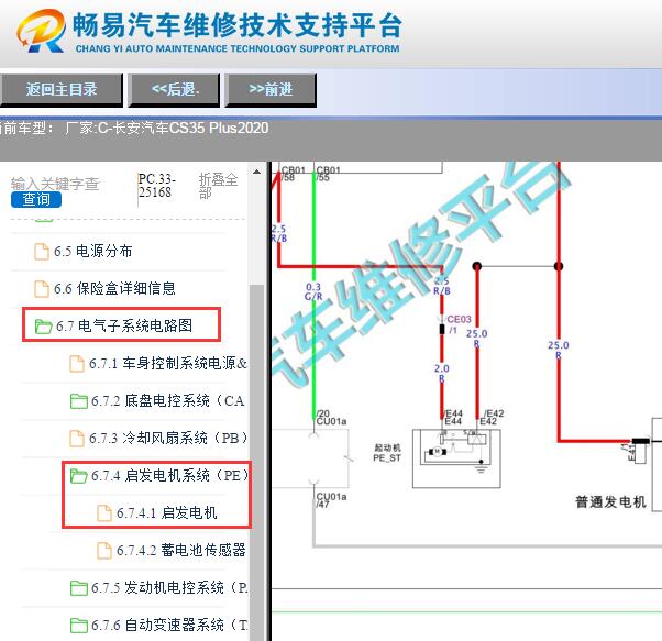 2020年长安CS35PLUS启动马达电路图