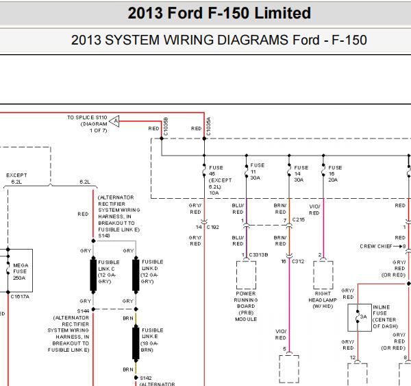 2013年福特F150保险盒电路图