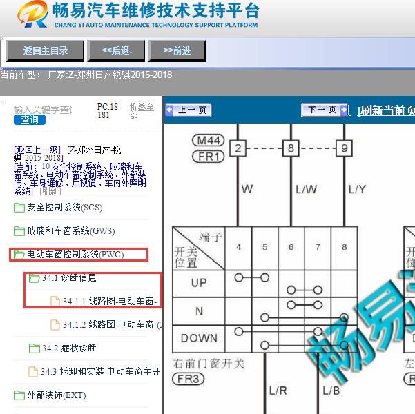2015年日产锐骐副驾驶玻璃升降电路图