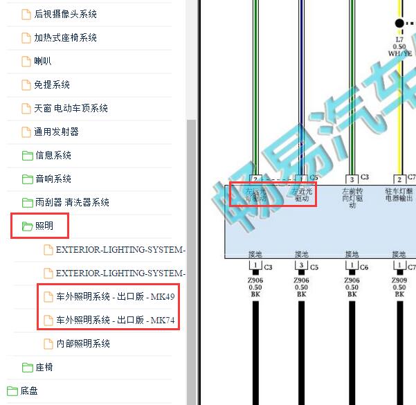 2017年吉普指南者近光灯电路图