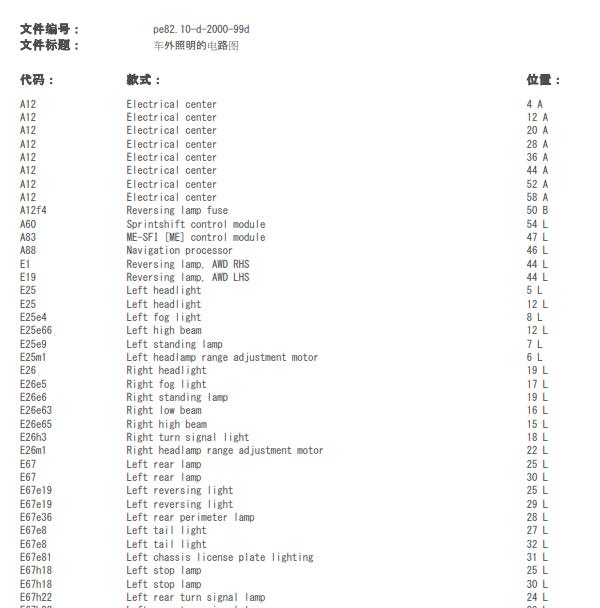 2007年奔驰SPRINTER2500室外照明电路图
