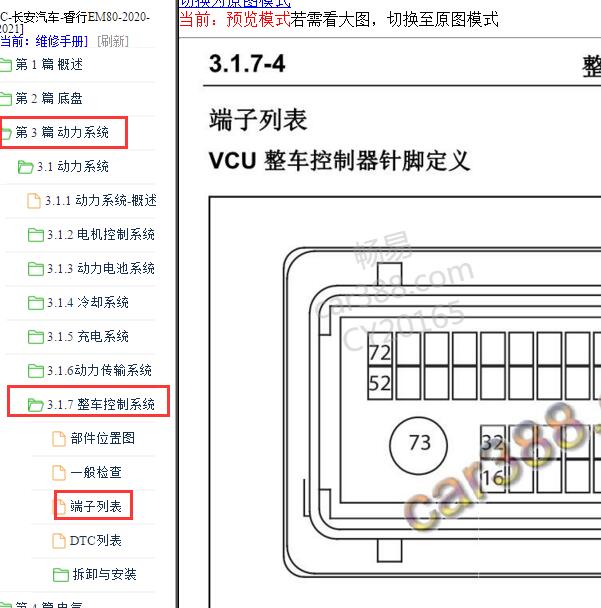 2020-2021年长安睿行EM80 VCU针脚定义