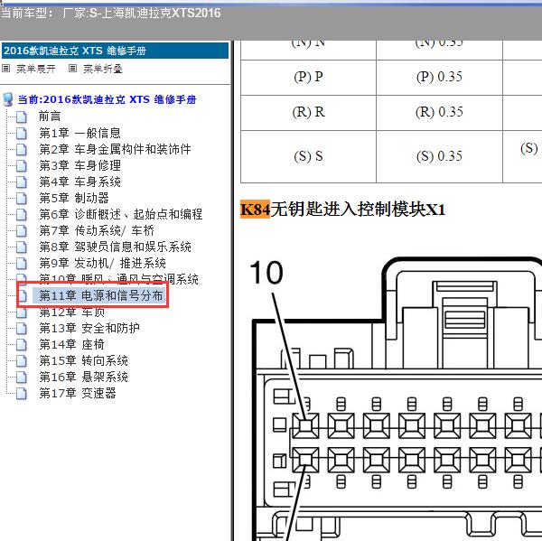2016年上海凯迪拉克-XTS 无钥匙针脚