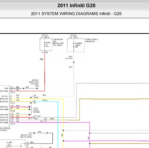 2011年英菲尼迪G25 玻璃升降电路图