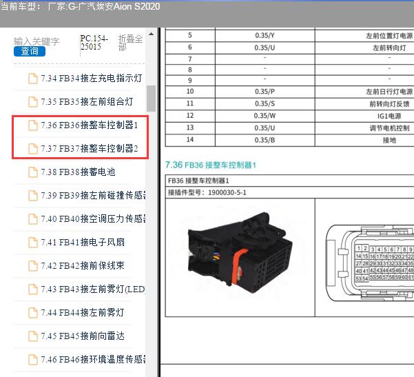 2020年广汽埃安 AION S VCU系统针脚资料