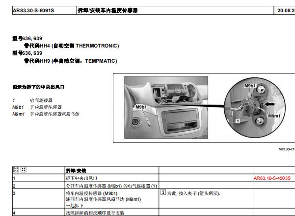 2014年奔驰唯雅诺车内温度传感器位置
