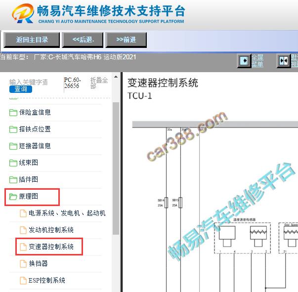 2021年哈弗H6运动版变速箱电路图