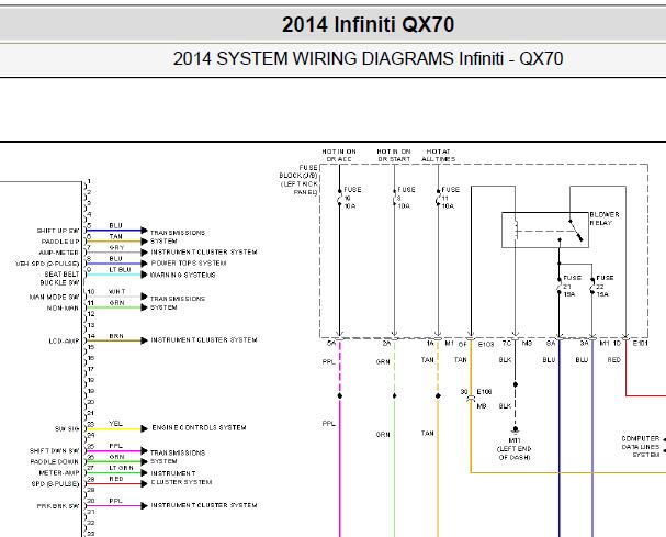 2014年英菲尼迪QX70空调电路图