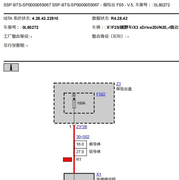 2017年宝马X3 F25 保险电路图