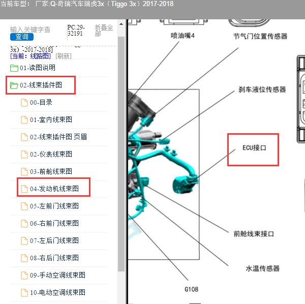 2017-2018年奇瑞汽车-瑞虎3x 发动机电脑位置