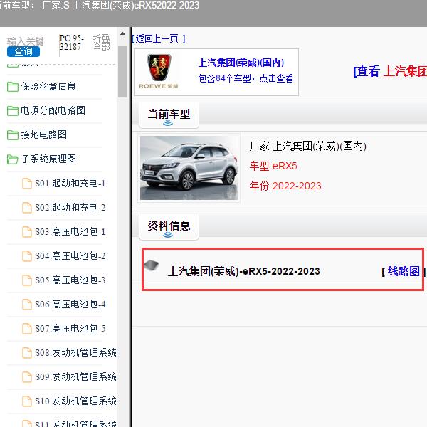 2022-2023年上汽集团(荣威)-eRX5 全车电路图