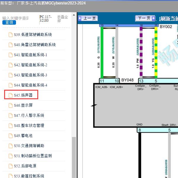 2023-2024年上汽名爵MG-Cyberster 音响系统电路图