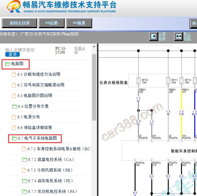 2020年长安CS35 PLUS全车电路图资料