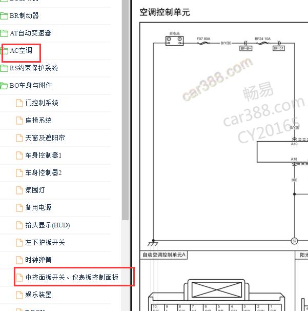2021年红旗HS5空调和仪表电路图