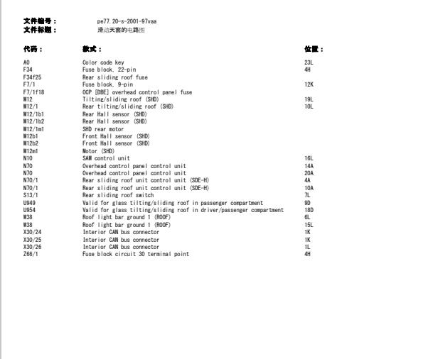 2008年奔驰唯雅诺天窗电路图