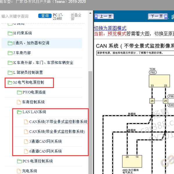 2020年东风日产-天籁（Teana） 通讯电路图