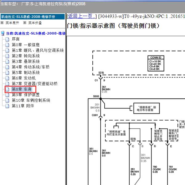 2008年上海凯迪拉克-SLS(赛威)- 中控锁电路图