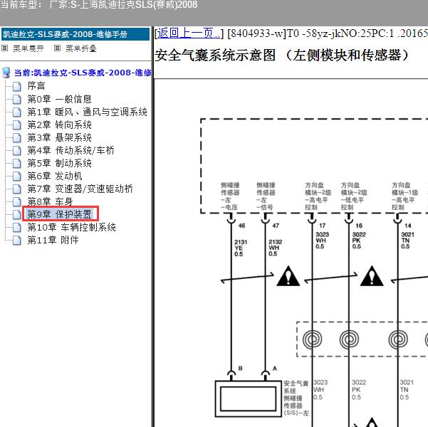 2008年上海凯迪拉克-SLS(赛威) 气囊电路图