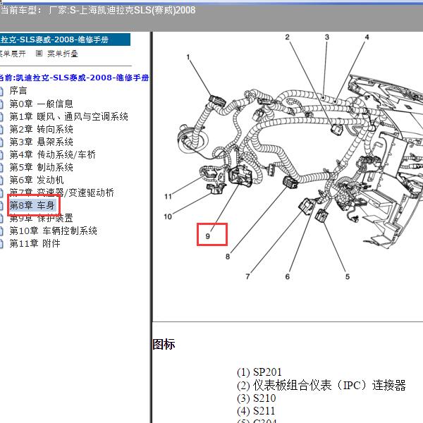 2008年上海凯迪拉克-SLS(赛威)- C205插头位置