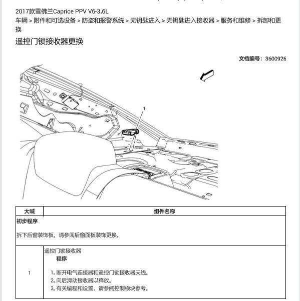 2017年雪佛兰科帕奇无钥匙接收器拆装.