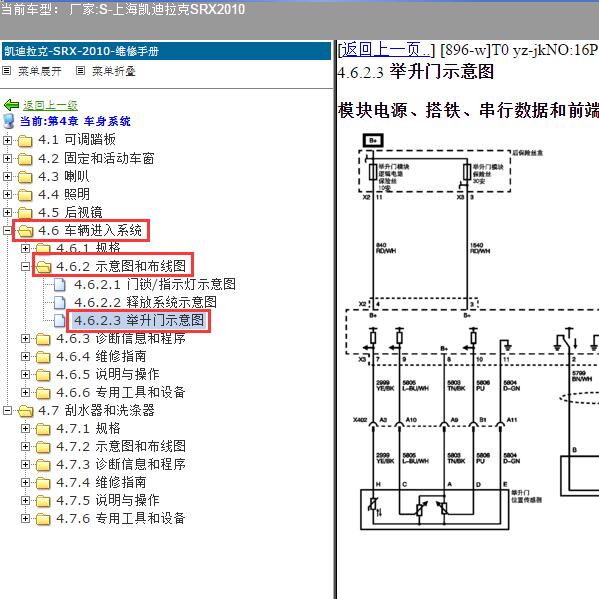 2010年上海凯迪拉克-SRX- 尾门电路图