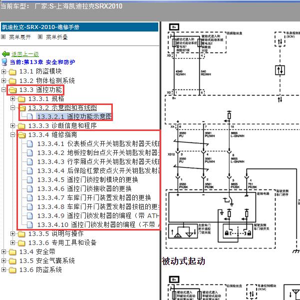 2010年上海凯迪拉克-SRX 遥控电路图和维修手册
