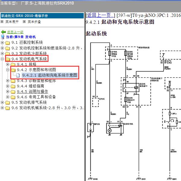 2010年上海凯迪拉克-SRX 起动电路图