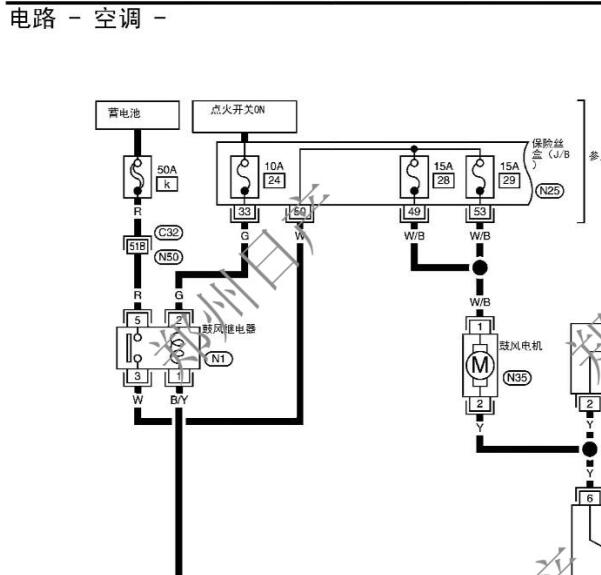 2015年郑州日产凯普思达NT400空调电路图