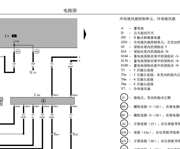 2001-2005年大众高尔夫风扇和手动空调电路图