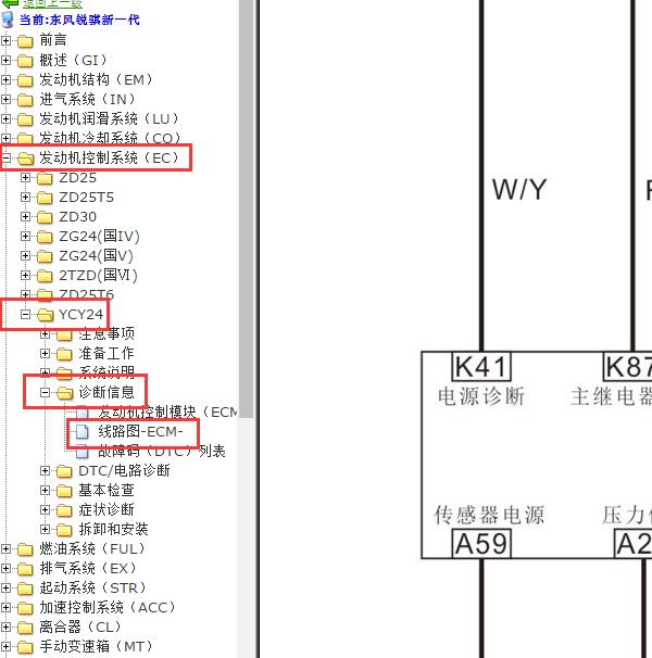 2019-2021年日产锐骐YCY24发动机电路图