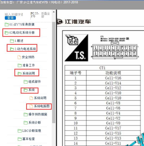 2018年江淮汽车IEV7S 电池包针脚资料