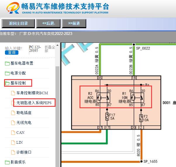 2022-2023年东风奕炫R1和R2继电器电路图