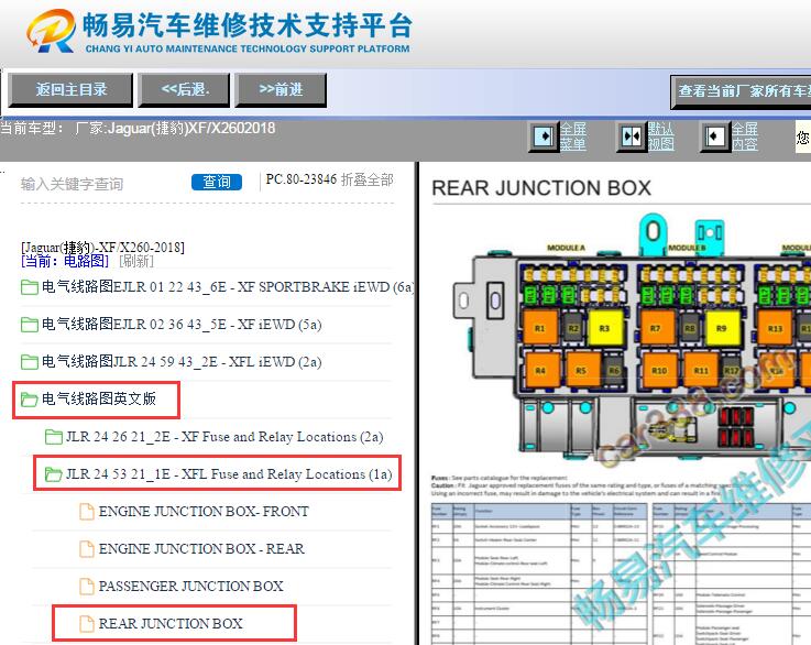 2018年捷豹XFL后备箱保险丝位置和说明资料