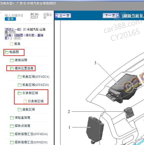 2023年长城汽车-山海炮 驾驶室模块位置
