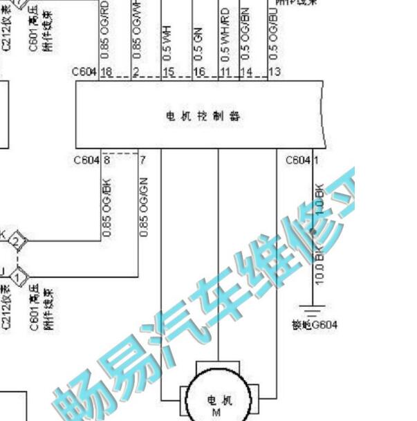 2016-2017年江铃E200 电机控制器电路图