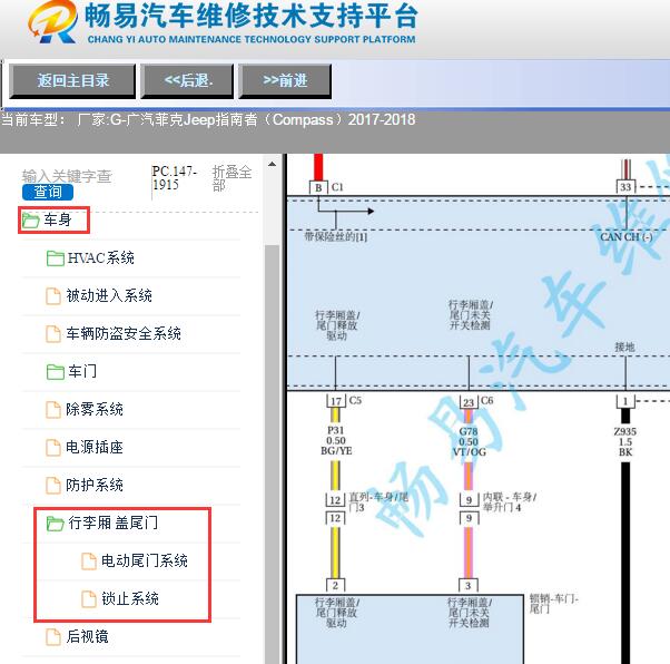 2018年吉普指南者尾门锁电路图
