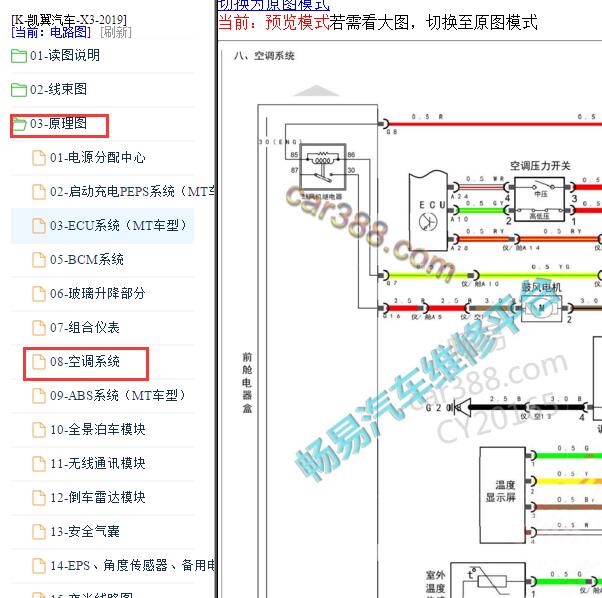 2019年凯翼X3空调电路图