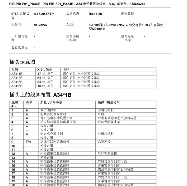 2011年宝马528Li JBE模块针脚定义