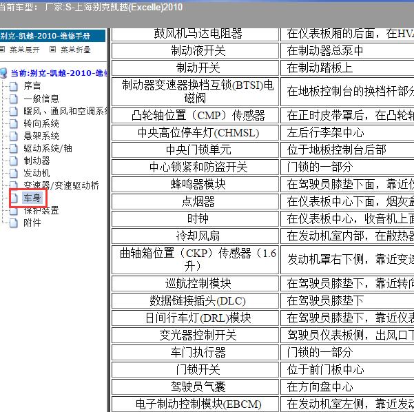 2010年上海别克-凯越 门锁位置