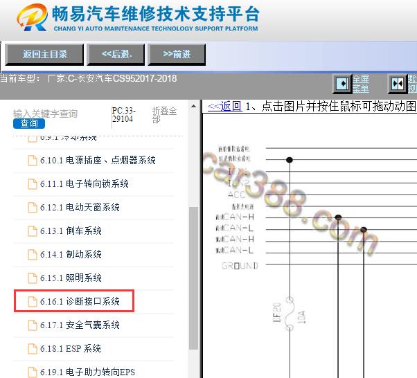 2017-2018年长安CS95网络诊断电路图