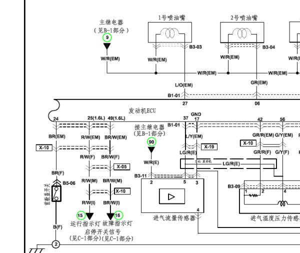 2017年海马S5发动机空气流量传感器电路图和针脚图