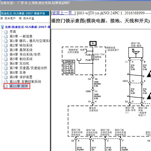2007年上海凯迪拉克-SLS(赛威) 遥控门锁电路图