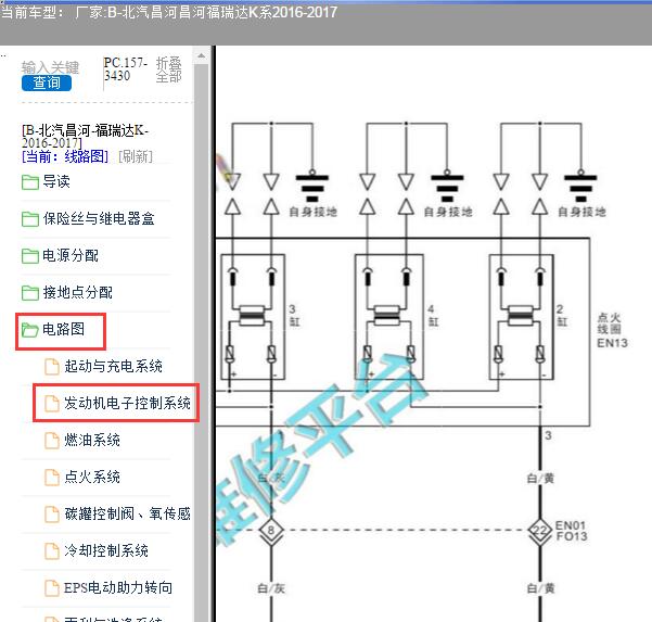 2017年昌河福瑞达发动机点火线圈电路图