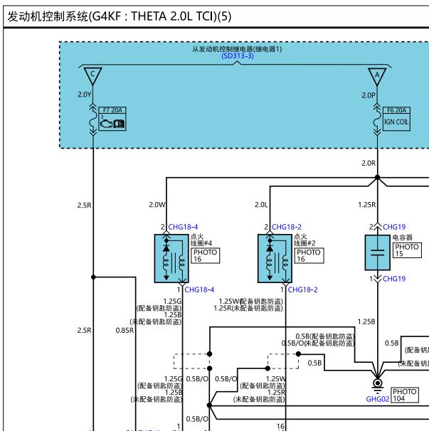 2012年现代劳恩斯酷派2.0发动机通讯电路图