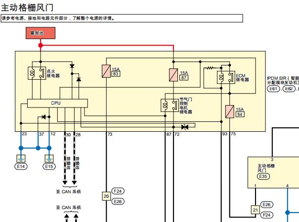 2021年日产轩逸主动进气格栅电路图资料