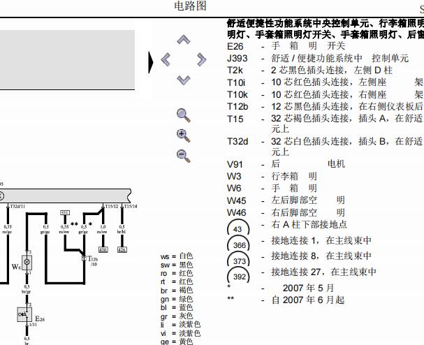 2008年奥迪A6 舒适便捷控制系统电路图
